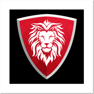 Red Shield with Lion Posters and Art